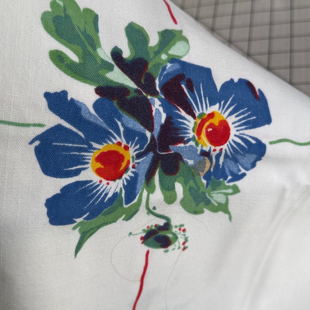 Vintage 1950s Floral & Strawberry Printed Tablecloth – Mid-Century Farmhouse - Picture 14 of 16